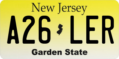 NJ license plate A26LER