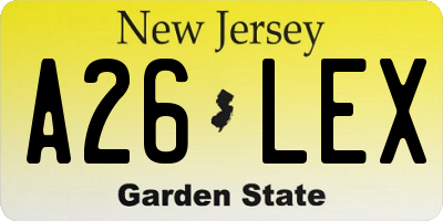 NJ license plate A26LEX