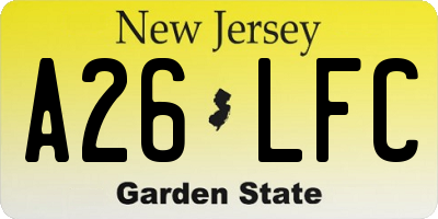 NJ license plate A26LFC