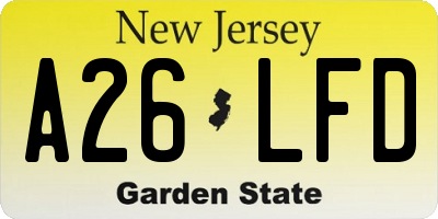 NJ license plate A26LFD