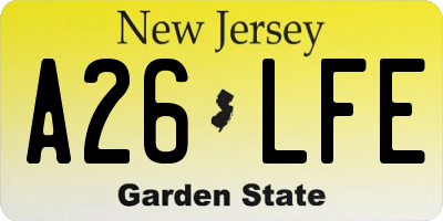 NJ license plate A26LFE