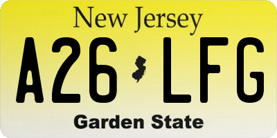 NJ license plate A26LFG