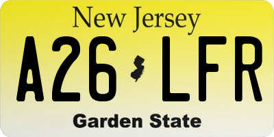 NJ license plate A26LFR