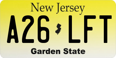 NJ license plate A26LFT