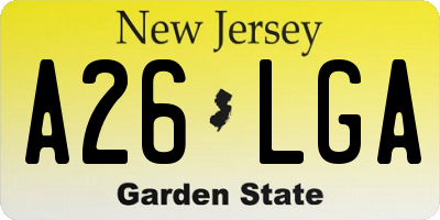NJ license plate A26LGA