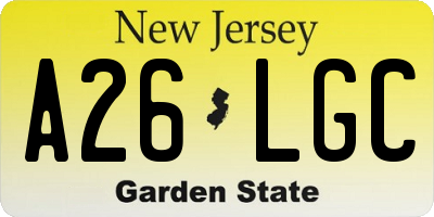 NJ license plate A26LGC