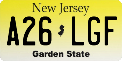 NJ license plate A26LGF