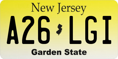 NJ license plate A26LGI
