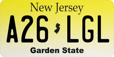 NJ license plate A26LGL