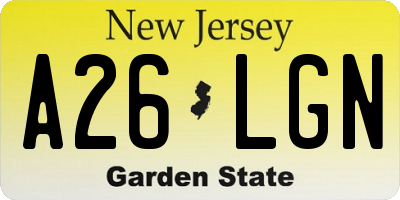 NJ license plate A26LGN
