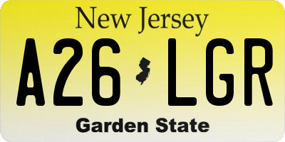NJ license plate A26LGR