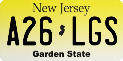 NJ license plate A26LGS
