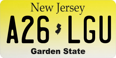 NJ license plate A26LGU