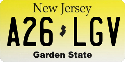 NJ license plate A26LGV