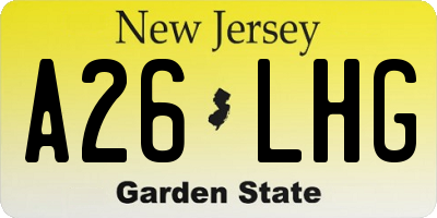 NJ license plate A26LHG