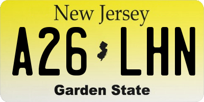 NJ license plate A26LHN