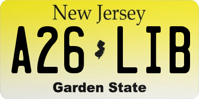 NJ license plate A26LIB