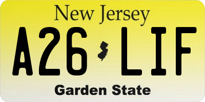 NJ license plate A26LIF