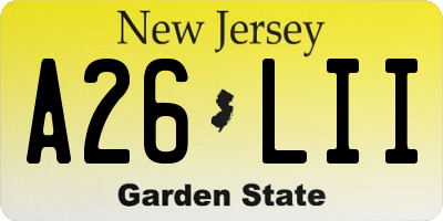 NJ license plate A26LII