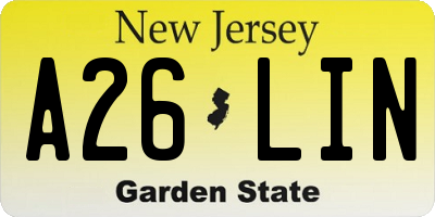 NJ license plate A26LIN
