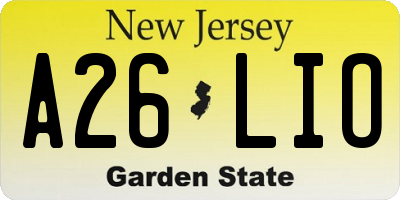 NJ license plate A26LIO
