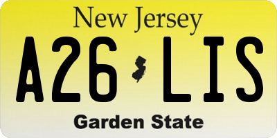NJ license plate A26LIS