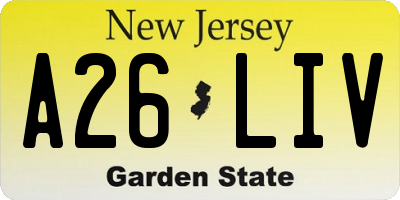 NJ license plate A26LIV