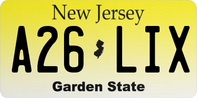 NJ license plate A26LIX