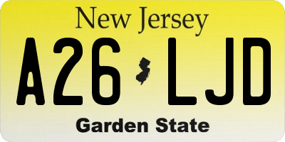 NJ license plate A26LJD