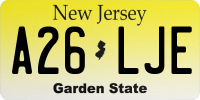 NJ license plate A26LJE