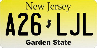 NJ license plate A26LJL