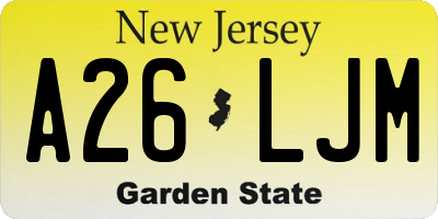 NJ license plate A26LJM