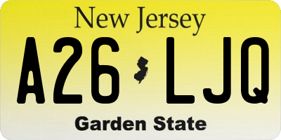 NJ license plate A26LJQ