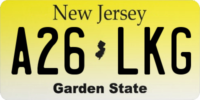 NJ license plate A26LKG