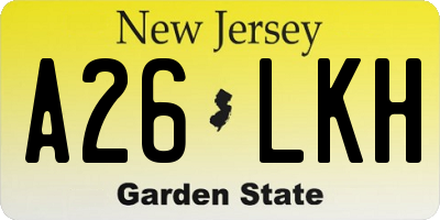 NJ license plate A26LKH