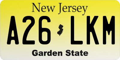 NJ license plate A26LKM