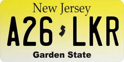 NJ license plate A26LKR