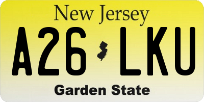 NJ license plate A26LKU