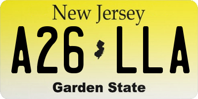 NJ license plate A26LLA