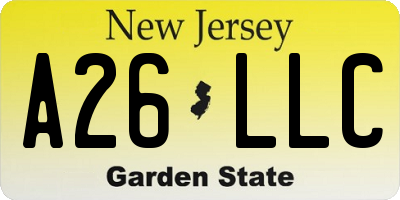 NJ license plate A26LLC