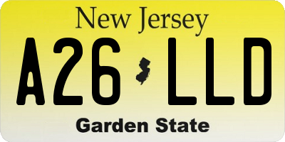 NJ license plate A26LLD