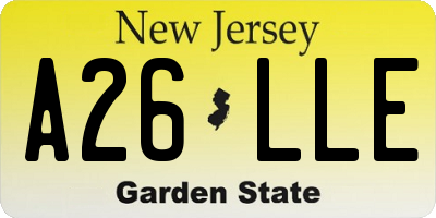 NJ license plate A26LLE