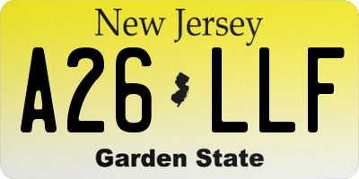 NJ license plate A26LLF
