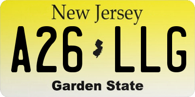 NJ license plate A26LLG