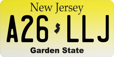 NJ license plate A26LLJ