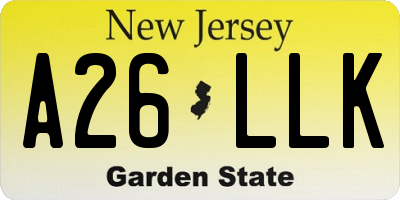 NJ license plate A26LLK