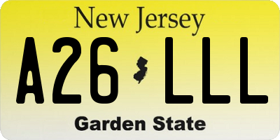 NJ license plate A26LLL