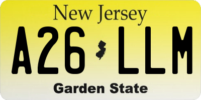 NJ license plate A26LLM