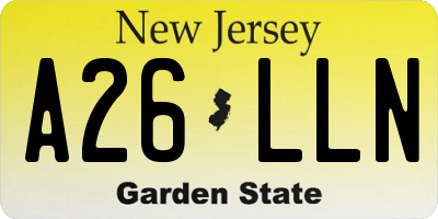 NJ license plate A26LLN