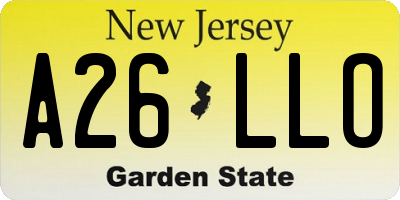 NJ license plate A26LLO